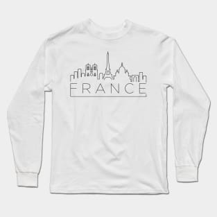 France Minimal Skyline Long Sleeve T-Shirt